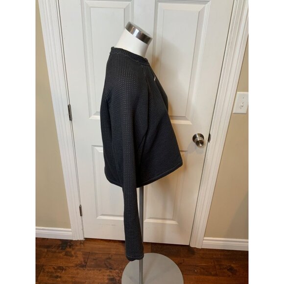 Nike Black & White Micro Dot Crew Neck Cropped Sweatshirt, Size Large - Picture 2 of 5